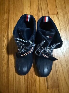 Tommy Hilfiger Navy Lace-Up Duck Boots with Logo Strap